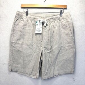NWT Washable Linen Bermuda Shorts Mens M Gray Drawstring Pockets TENTH + OCEAN